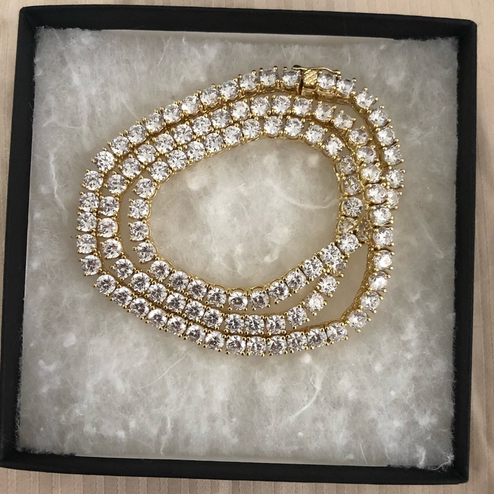Gold Plated CZ Stones Tennis Necklace